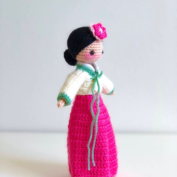 International Korean Hanbok Doll: Hana | Amigurumi Crochet Pattern & Tutorial -  Cultural Traditional Korea Woman Female Girl Doll Fiber Art