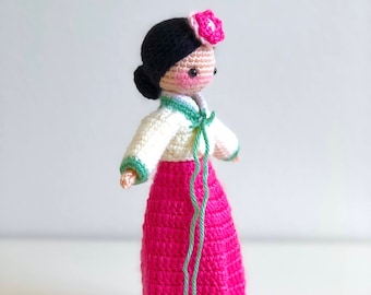 International Korean Hanbok Doll: Hana | Amigurumi Crochet Pattern & Tutorial -  Cultural Traditional Korea Woman Female Girl Doll Fiber Art