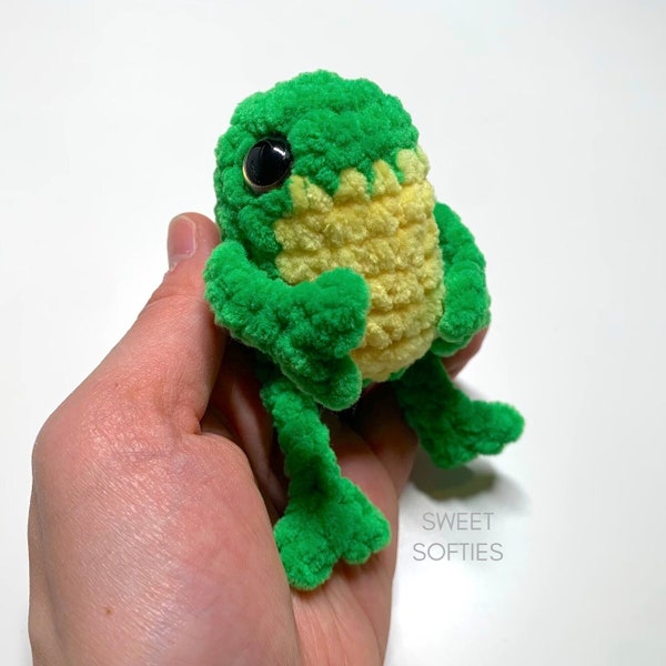 Huggy Frog Crochet Pattern · No Sew Amigurumi Tutorial Keychain Charm Easy Beginner Stuffed Animal Pocket Baby Japanese Doll Plush Toy