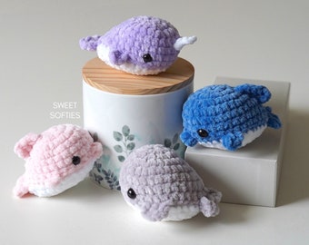 3-in-1 Flipper Friends Tasche Wal, Narwal, Delfin Amigurumi Häkelanleitung · DIY Anleitung Einfach Anfänger Süßes Kawaii Kuscheltier Spielzeug