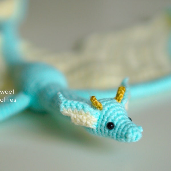 MERMAID DRAGON Amigurumi Crochet Pattern (DIY Tutorial quick easy cute kawaii yarn fantasy serpent wyvern kids waldorf doll unisex play toy