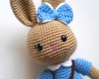 BLUEBELL BUNNY Amigurumi Crochet Doll Pattern (DIY Tutorial cute kawaii yarn animal rabbit woodland kids waldorf girl female play toy)