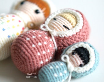 SWADDLE BABIES Amigurumi Crochet Pattern (DIY Tutorial quick easy cute kawaii beginner yarn baby toddler kids waldorf doll unisex play toy