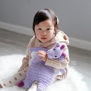 Cuddle Dragon Ragdoll Lovey Amigurumi Crochet Pattern ·DIY Tutorial Chunky Blanket Yarn Easy Beginner Cute Animal Baby Gift Security Blanket