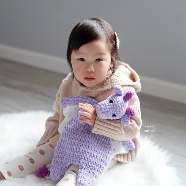 Kuscheldrache Ragdoll Lovey Amigurumi Häkelanleitung ·DIY Anleitung Chunky Decke Garn Einfach Anfänger Niedliches Tier Baby Geschenk Sicherheitsdecke