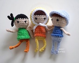 Pocket People Crochet Pattern · Amigurumi Tutorial Keychain Charm No Sew Easy Beginner Stuffed Toy Human Body Doll Boy Girl Gender Neutral