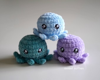 Patrón de crochet amigurumi de pulpo aplastado · Videotutorial de bricolaje gratuito, rápido, fácil, lindo, hilo kawaii, juguete de terapia para niños, autismo, ansiedad, regalo sensorial