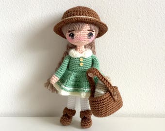 Mori Girl Doll Amigurumi Crochet Pattern - Fairy Tale Kawaii Anime Woodland Old English Country Fair Isle Plush Plushie Girls Stuffed Toy