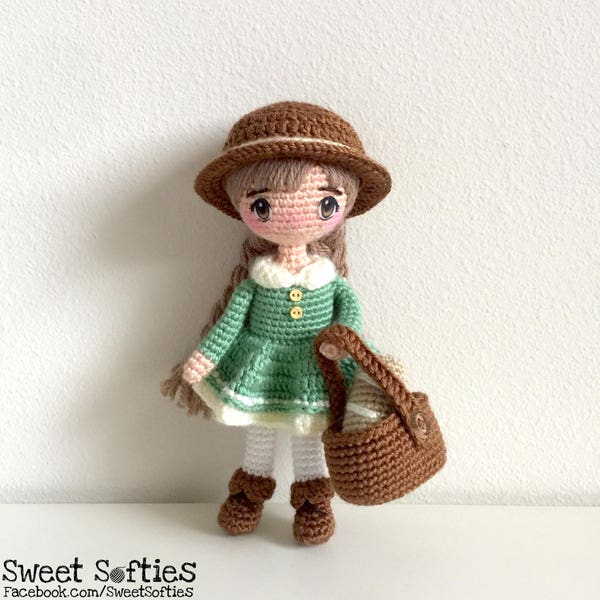 Mori Girl Doll Amigurumi Crochet Pattern - Fairy Tale Kawaii Anime Woodland Old English Country Fair Isle Plush Plushie Girls Stuffed Toy