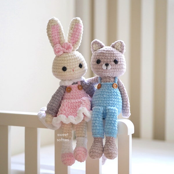 Della in a Dress · Amigurumi Crochet Bunny Doll Pattern · Beginner Easy Tutorial DIY Stuffed Animal Plush Gift for Kids Children Boys Girls