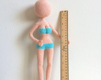 Supermodel Female Doll Base No Sew Amigurumi Crochet Pattern - Girl Woman Human Realistic Life-Like Curvy Sexy Body Anime Art Doll Toy Plush