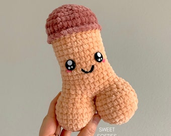 Penis Plush Amigurumi Crochet Pattern · DIY Tutorial Chunky Blanket Yarn Easy Beginner Cute Kawaii Stuffed Toy Party Gag Gift NSFW 18+ Adult
