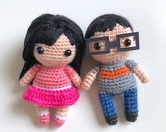 2-PACK Amigurumi Crochet Pattern & Tutorial 'Mini Me' Custom Boy Girl Doll: Cute Easy Chibi DIY Female Male Anime Couple Love Unique Gift