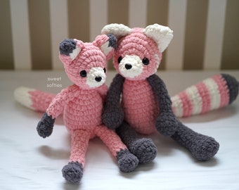 Ensemble de motifs de renard et de panda rouge · 2-en-1 Amigurumi Crochet Doll DIY Tutoriel · Enfants Enfants Garçon Fille Animal en peluche Mignon Woodland Zoo Toy