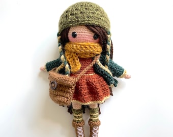 Willow the Woodland Doll Amigurumi Crochet Pattern (Tutoriel DIY jolie fille poupée enfants enfants fil jouet cadeau vêtements amovibles faire semblant de jouer)