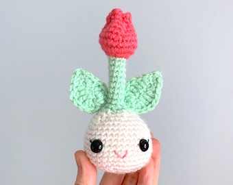 Free Crochet Pattern: TULIP BULB Amigurumi (DIY Tutorial quick easy cute home decor plant flower beginner yarn knitting kawaii spring gift)