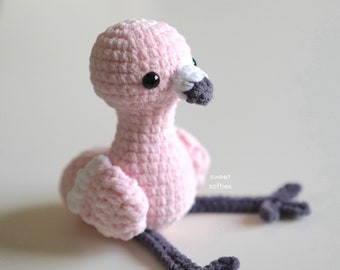 Flora Flamingo Amigurumi Crochet Pattern ·DIY Tutorial Chunky Blanket Yarn Easy Beginner Cute Animal Baby Shower Gift Girl Boy Present