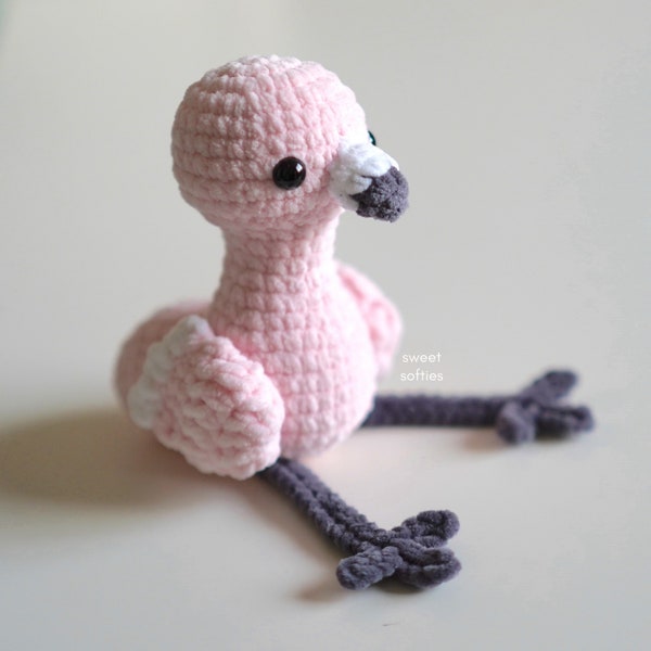 Flora Flamingo Amigurumi Crochet Pattern · Tutoriel DIY Chunky Couverture Fil Facile Débutant Mignon Animal Baby Shower Cadeau Fille Garçon Présent