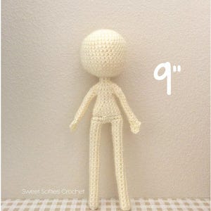 9" Slender Doll Base - Amigurumi Crochet Pattern for Custom Customizable Female Girl Woman Human Anime Life-like Body Figure Plush Plushie