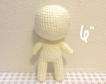 6" Chibi Doll Base - Amigurumi Crochet Pattern for Custom Customizable Child Boy Girl Baby Toddler Mini Tiny Human Body Anime Figure Plushie