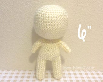 Base per bambola Chibi da 6" - Modello Amigurumi all'uncinetto per bambino personalizzabile personalizzato Bambino Ragazza bambino Mini piccolo corpo umano Anime Figura Peluche