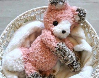 Faux Fur Fox Crochet Pattern · Amigurumi Doll DIY Realistic Plush Furry Yarn Kids Baby Cute Stuffed Animal Lovey Forest Woodland Pink Real
