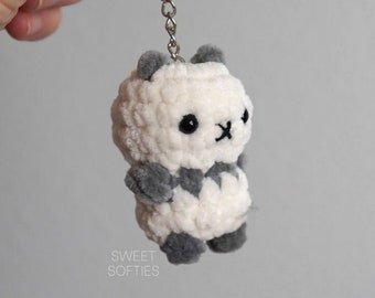 20-Minute Panda Bear Crochet Pattern · No-Sew Amigurumi Tutorial DIY Yarn Fiber Art Pocket Keychain Mini Small Size No Sew Cute Animal