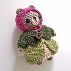 Bearbushka Crochet PDF Pattern · Low Sew Amigurumi Teddy Bear Doll Tutorial w/ Removable Clothes Accessories · Pretend Play Dress Up Animal