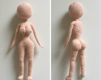 Curvy Female Doll Base No Sew - Amigurumi Crochet Pattern Girl Woman Human Realistic Life-Like Body Anime Art Doll Customizable Toy Plush