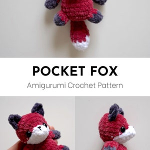 Pocket Fox Crochet Pattern Amigurumi PDF Tutorial Baby Stuffed Animal Keychain Charm Forest Easy Beginner Unisex Boys Girls Kids Toy image 6