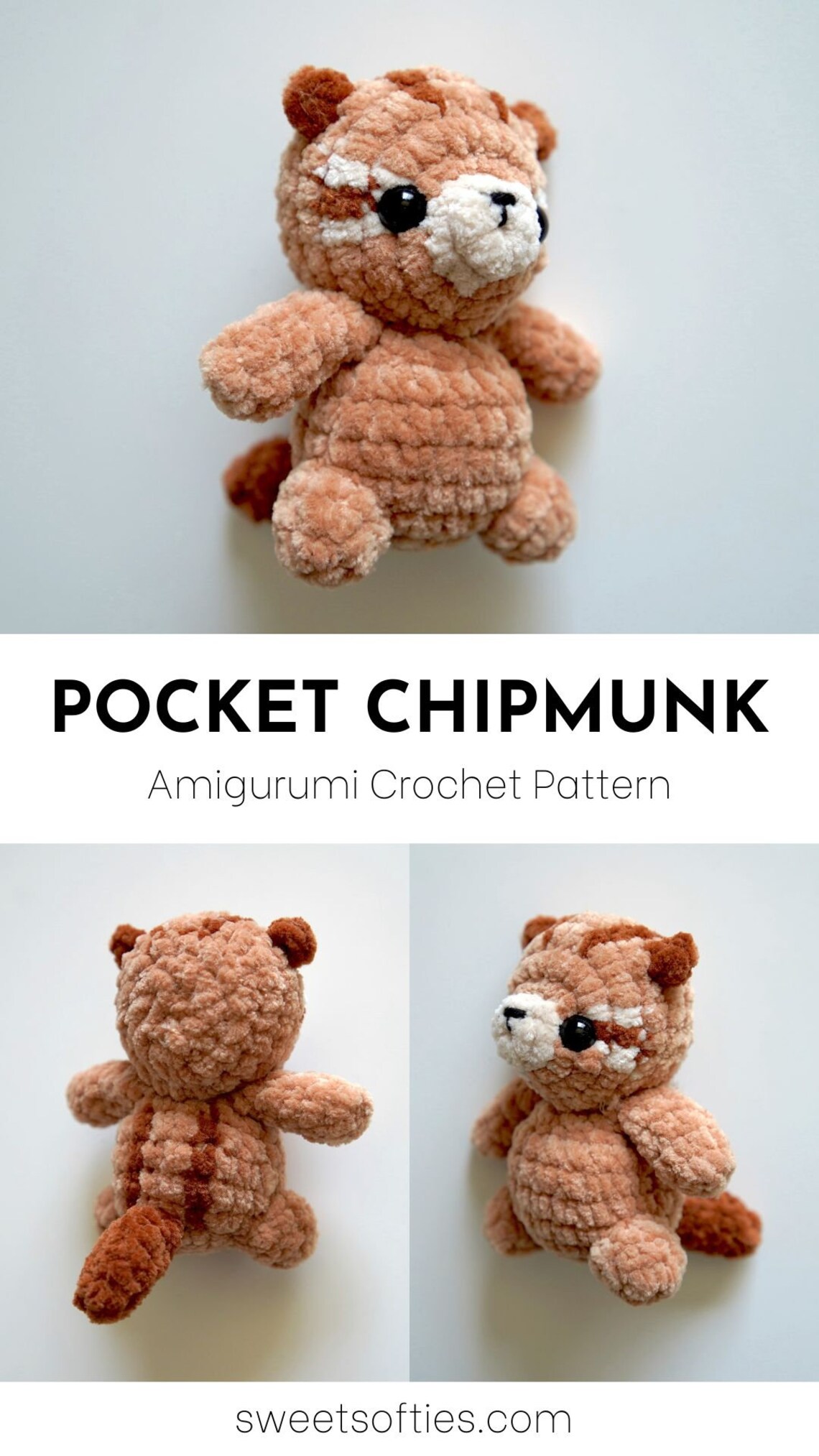 Pocket Chipmunk Crochet Pattern · Amigurumi PDF Tutorial Baby Stuffed ...