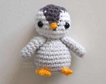 No-Sew Pocket Penguin Crochet Pattern · DIY Yarn Fiber Art Tutorial Baby Penguin Animal Amigurumi Pingu Pinga Keychain Mini Size No Sew Cute