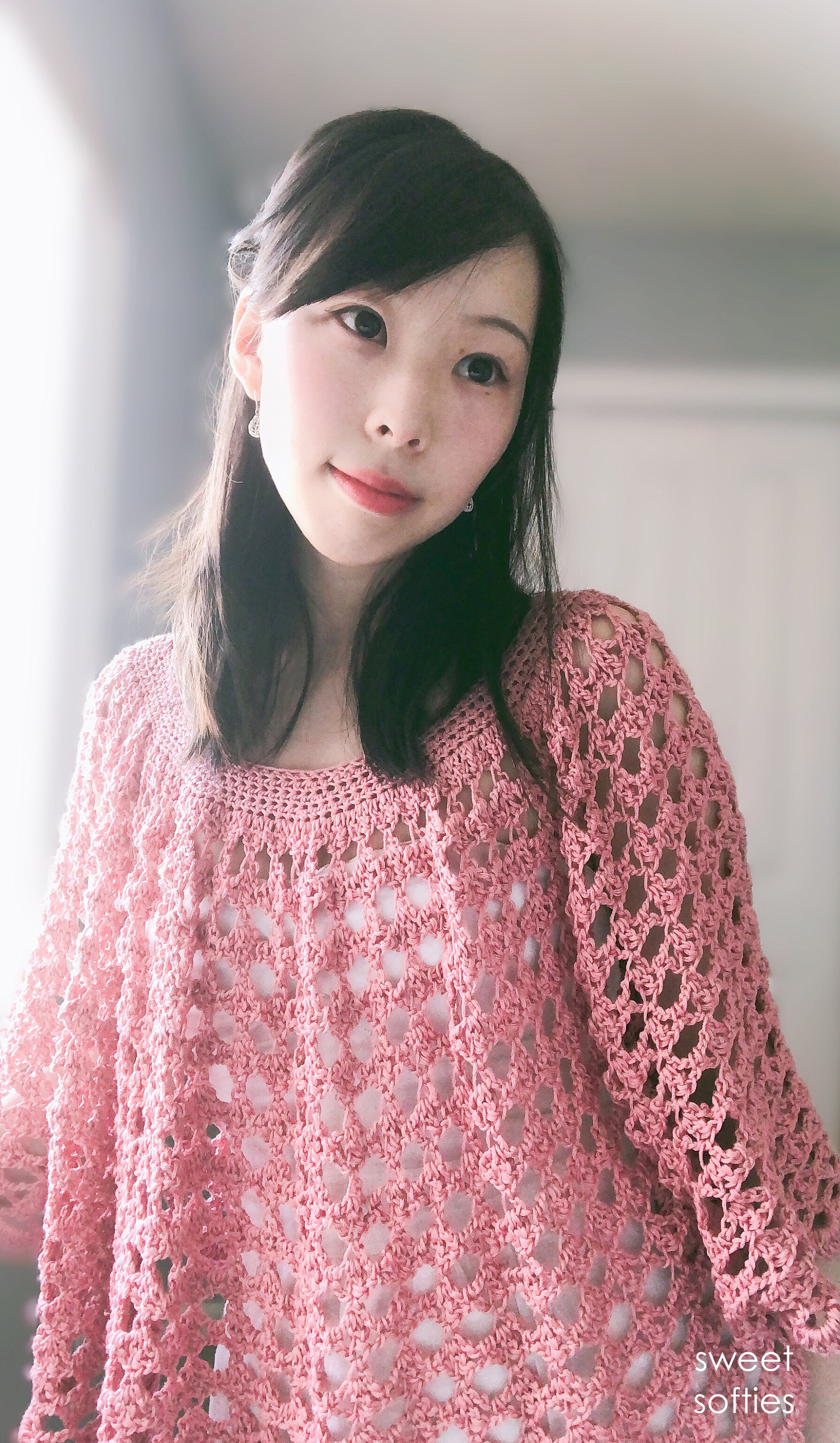 PINK HOUSE　レース　透かし編み　モチーフ　ポンチョ　ケープ セール】 モチーフ付き透かし編みカーディガン （カーディガン