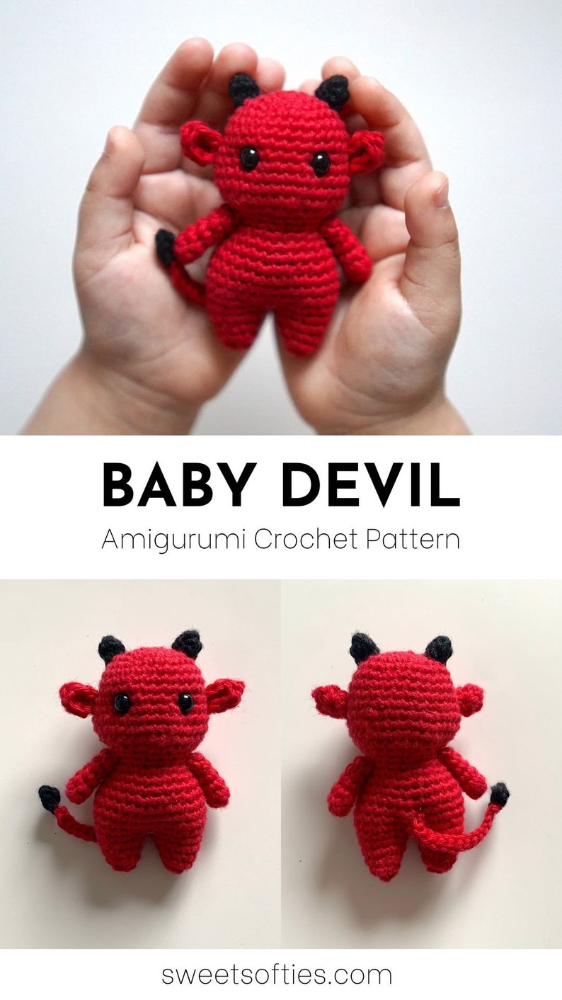 Baby Devil Crochet Pattern Amigurumi Doll Body Base Tutorial Quick Easy Beginner Halloween image 6