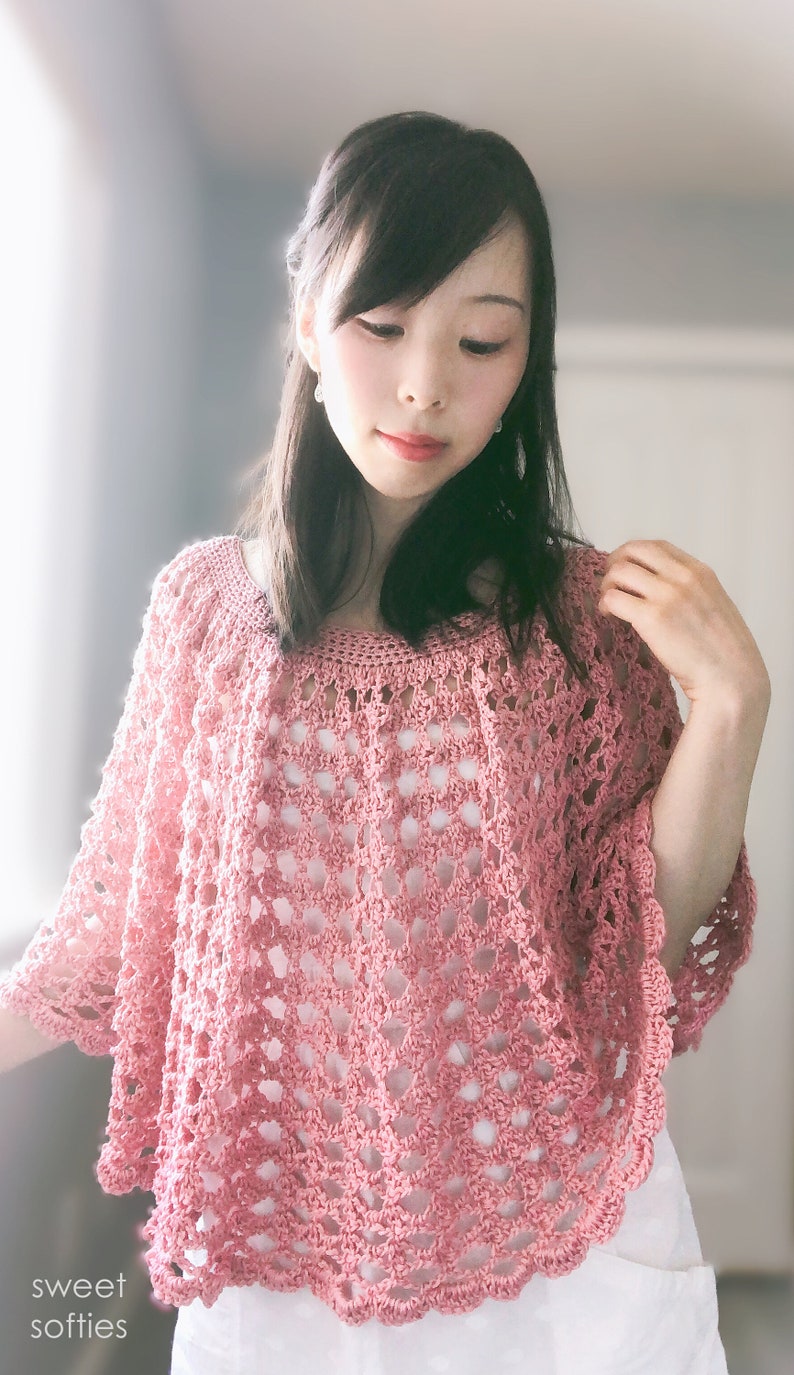 Free Crochet Pattern DIY Tutorial: Rose Finch Capelet Vintage Lace Poncho quick easy cute boho chic beginner summer women girl fashion image 2