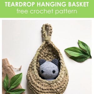 Free Crochet Pattern: Teardrop Hanging Baskets DIY Tutorial quick easy cute home decor container planter plant cozy beginner yarn knitting image 6
