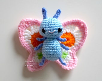 BETTY BUTTERFLY Amigurumi Crochet Pattern · Tutoriel vidéo bricolage gratuit Facile Mignon Kawaii Fil Insecte Insecte Animal Enfants Genre Neutre Unisexe Cadeau