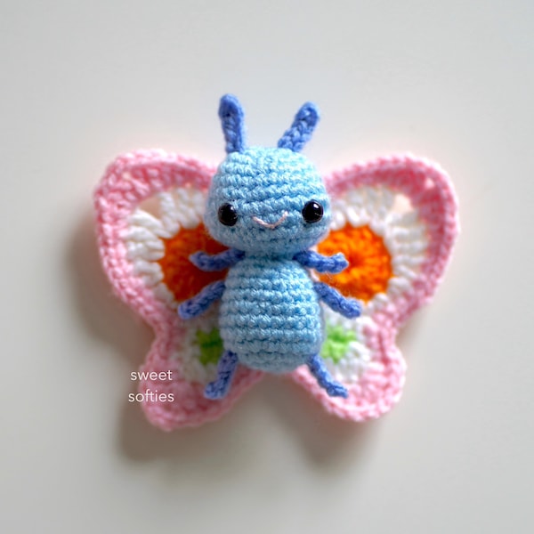 BETTY BUTTERFLY Amigurumi Crochet Pattern · Free DIY Video Tutorial Easy Cute Kawaii Yarn Insect Bug Animal Kids Gender Neutral Unisex Gift