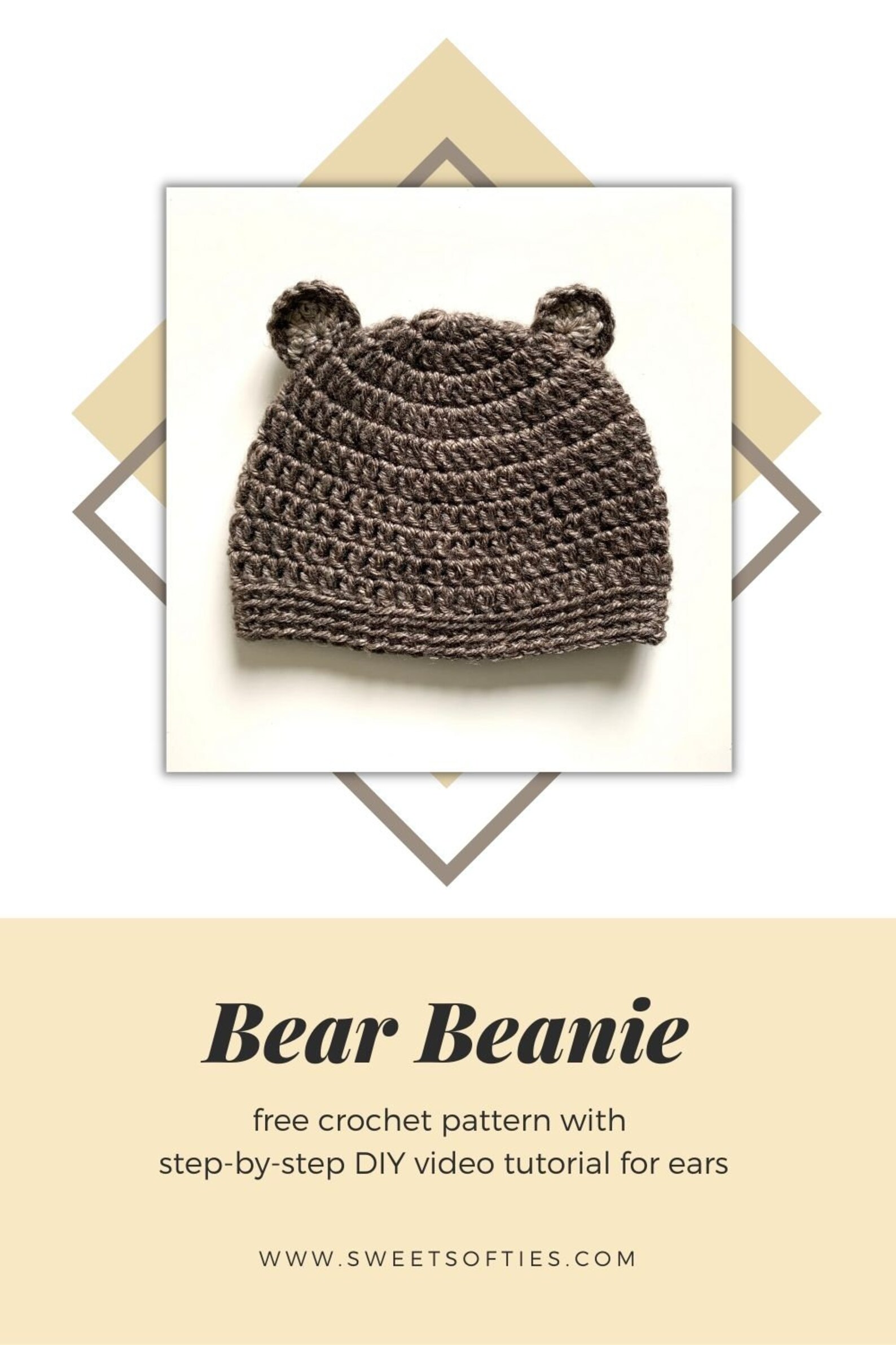 BEAR BEANIE Crochet Pattern DIY Tutorial Quick Easy Cute Hat Etsy