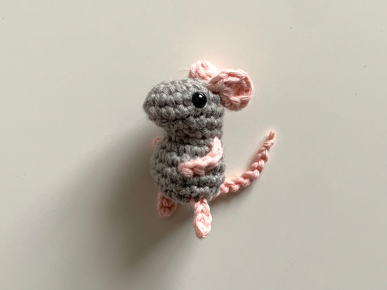 Pocket Mouse Crochet Pattern No Sew Amigurumi Tutorial Keychain Charm Easy Beginner Stuffed Animal Baby Japanese Doll Plush Toy image 2