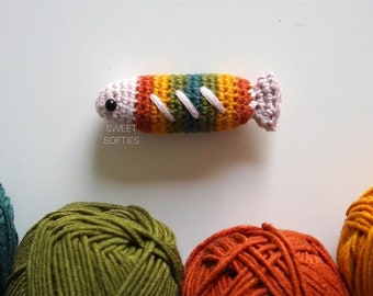 No-Sew CANDY FISH Crochet Pattern · Amigurumi Tutorial No Sew Sea Ocean Stuffed Animal Keychain Plush Plushie Colorful Sardine Goldfish