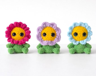 Flower Baby Crochet Pattern · Amigurumi Stuffed Doll Tutorial DIY Plush Low-Sew Chenille Velvet Yarn Floral Daisy Spring Summer Easy Fast