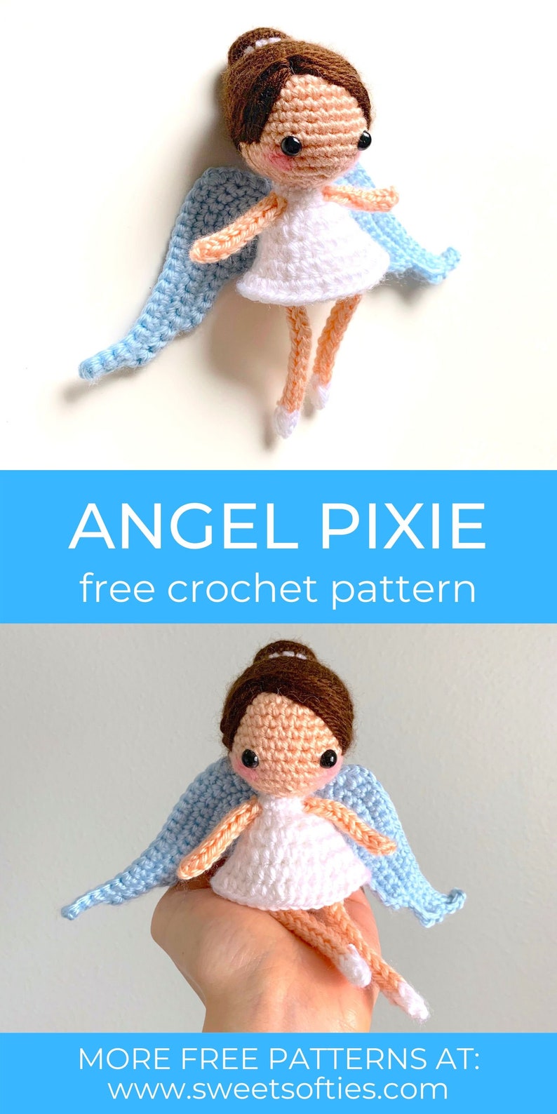 Angel Pixie Doll Free Amigurumi Crochet Pattern DIY Tutorial quick easy cute kawaii beginner girl doll kids toy christmas tree ornament image 5