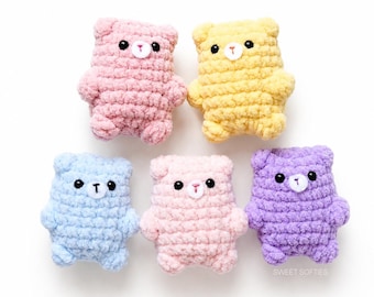 Star Bear Crochet Pattern · No-Sew Easy Beginner Amigurumi Tutorial Plush Yarn Stuffed Animal Doll Teddy Keychain Accessory Mini Charm Gift