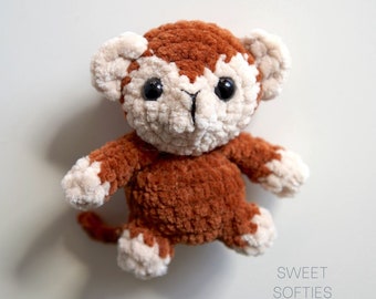 Pocket Monkey Crochet Pattern · Amigurumi PDF Tutorial Baby Stuffed Animal Keychain Charm Chimp Ape Easy Beginner Unisex Boys Girls Kids Toy