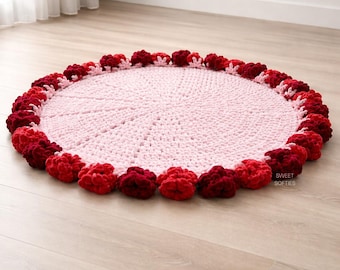 Rose Bouquet Blanket Crochet Pattern · Flower Circle Rug Valentine's Day Mother's Day Teacher Appreciation Recital Gift Christmas Holiday