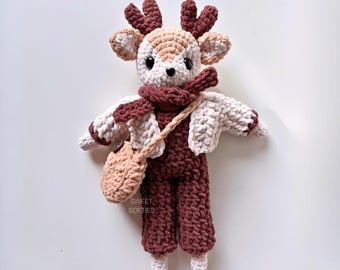 Russet Deer Crochet Pattern · Amigurumi Doll DIY Removable Dress-Up Clothing & Accessories Plush Yarn Kids Play Cute Woodland Stuffed Animal