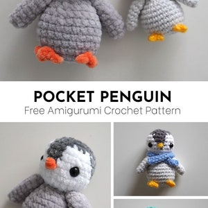 No-Sew Pocket Penguin Crochet Pattern DIY Yarn Fiber Art Tutorial Baby Penguin Animal Amigurumi Pingu Pinga Keychain Mini Size No Sew Cute image 9