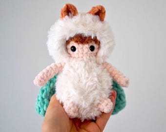 Mimuu Moth Crochet Pattern · Amigurumi Insect Bug Doll DIY Plush Faux Fur Yarn Stuffed Animal Emotional Support Stuffie Cute Kawaii