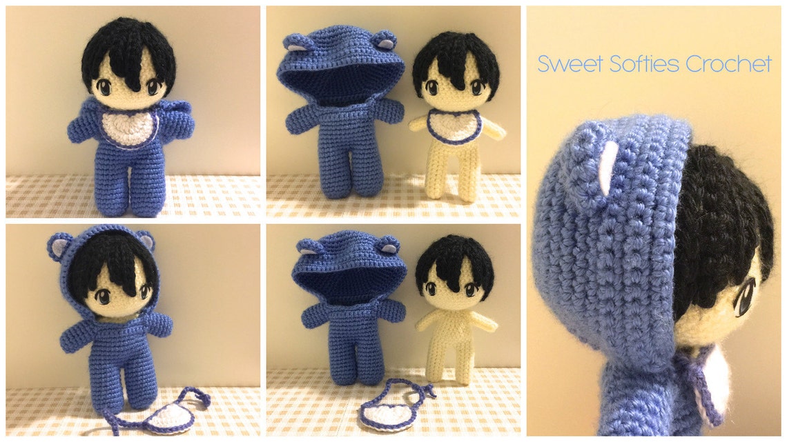 Baby in Bear Onesie Amigurumi Crochet Japanese Anime Doll Etsy